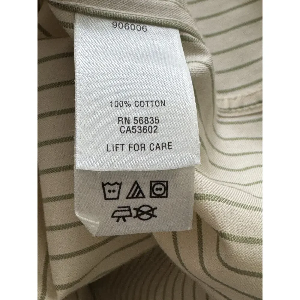 Cabelas Outfitter Series‎ Long Sleeve Shirt Mens Large Beige Button Down Striped